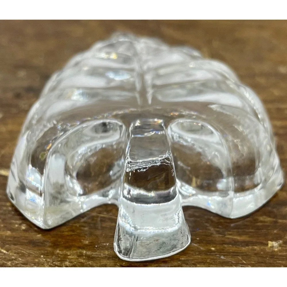 Glass Leaf‎ Dish Clear Trinket Jewelry Holder Vintage Small Decor